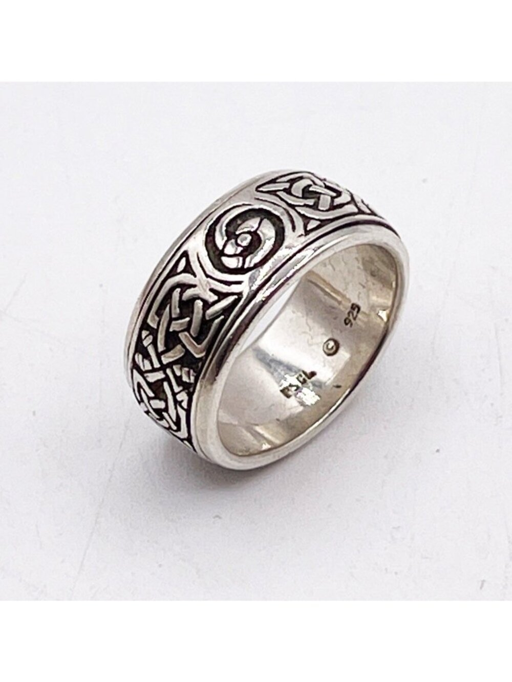 Peter Stone PSCL 925 Sterling Silver Celtic Knot Band Ring Wide Unisex Size 8.5